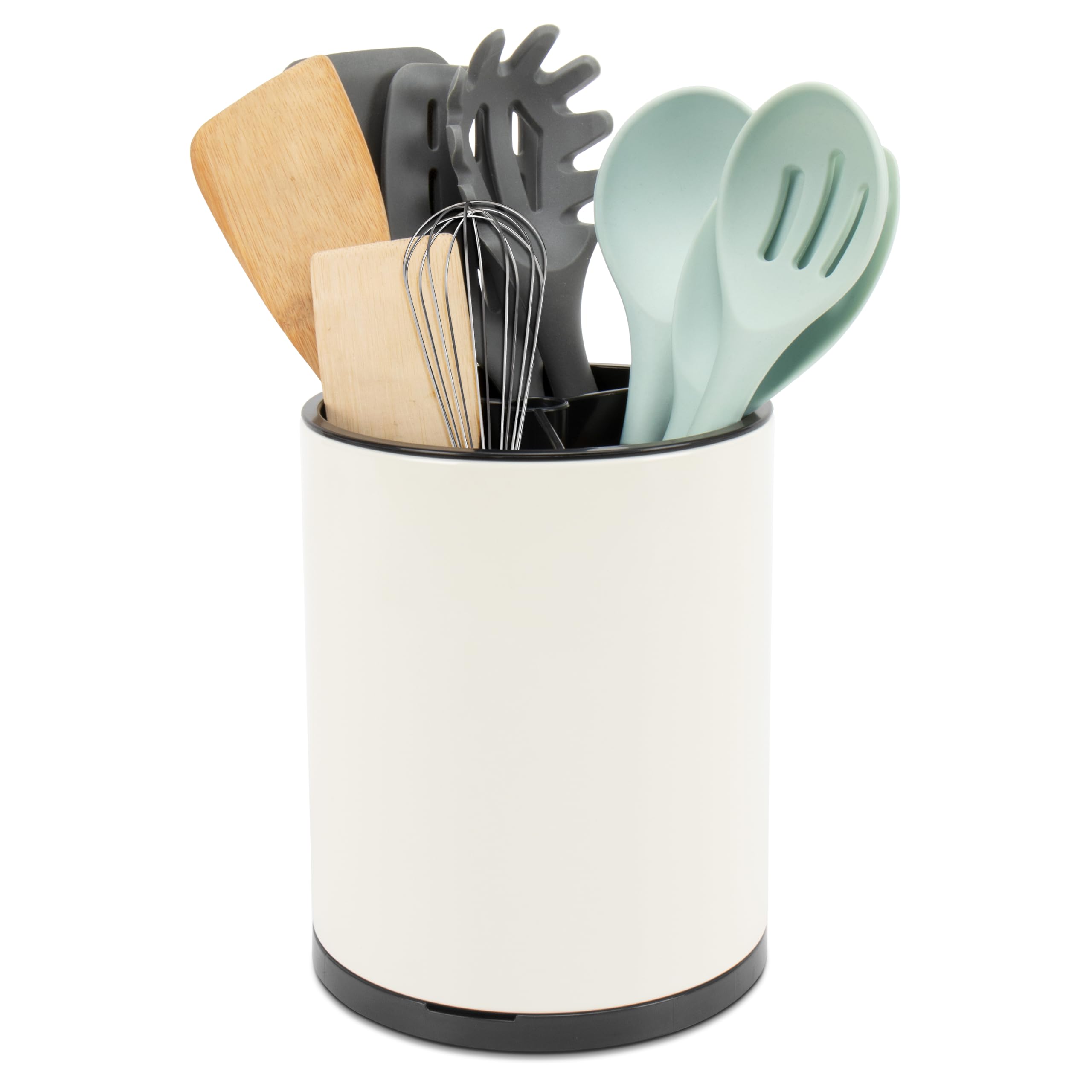 RedCall Stainless Steel Cooking Utensil Holder,360° Rotating Kitchen Utensil Holder,Extra Large Spatula Spoon Holder Counter,Weighted Base Utensil Caddy Storage Organizer for Countertop