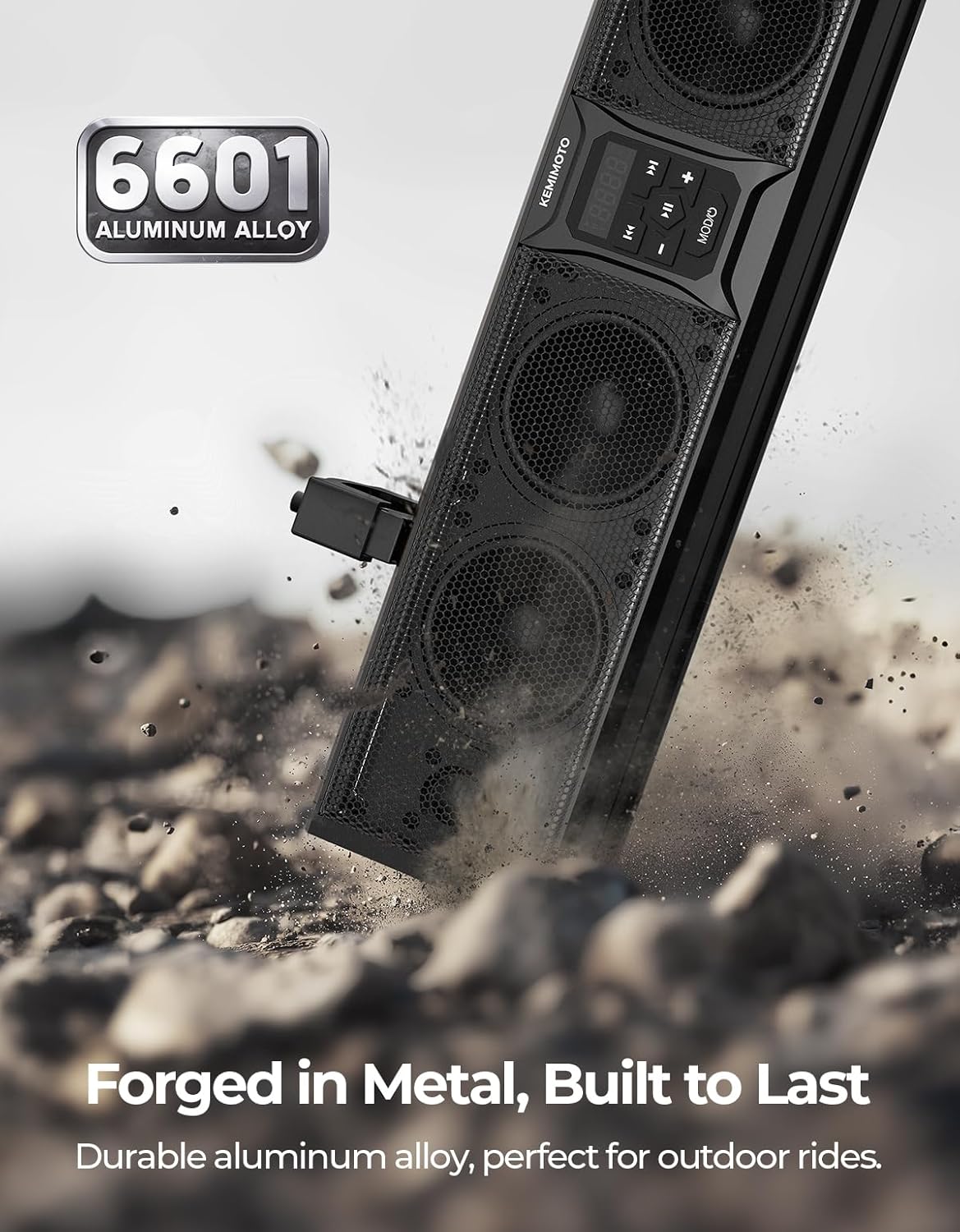 KEMIMOTO 6-Speaker Metal UTV Sound Bar, 25-inch IP65 Waterproof Golf Cart Sound Bar, ATV Speaker Bluetooth with RGB, SxS Soundbar Compatible with Polaris RZR Can-Am w/ 1.25 in - 2 in Roll Bar