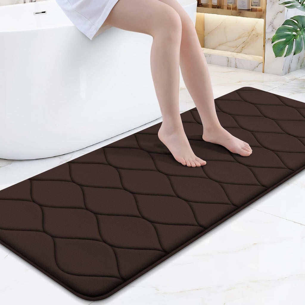 Smiry Memory Foam Bath Mat 30''x20'', Ultra Soft Non-Slip Bathroom Rug, Plush Water Absorbent Quick Dry and Machine Washable Floor Mat for Shower, Tub & Home Decor, Grey