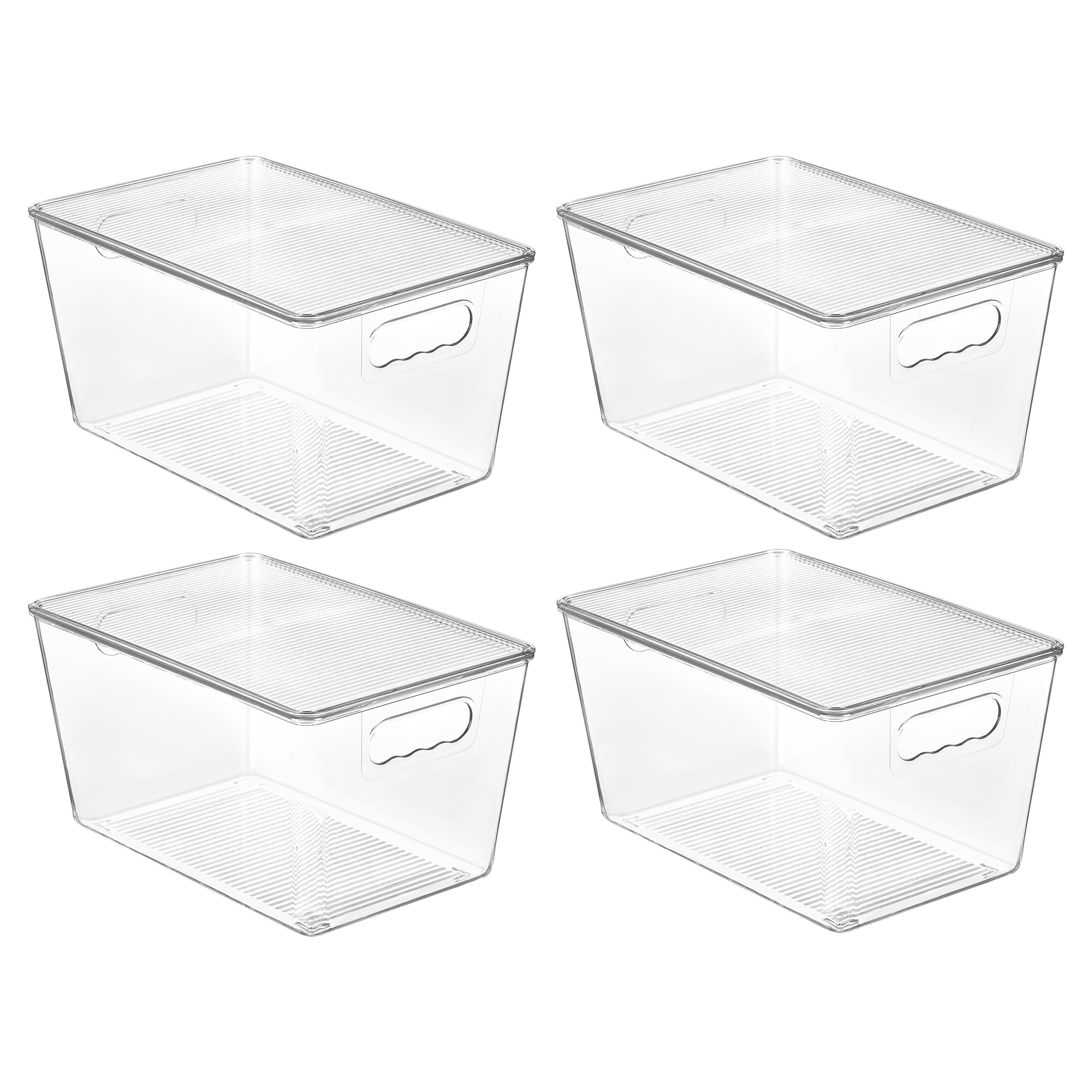 Vtopmart 6 Pack Clear Stackable Storage Bins with Lids, Large Plastic Containers with Handle for Pantry Organizer and Storage,Perfect for Bathroom,Cabinet,Kitchen,Fridge,Closet Organization
