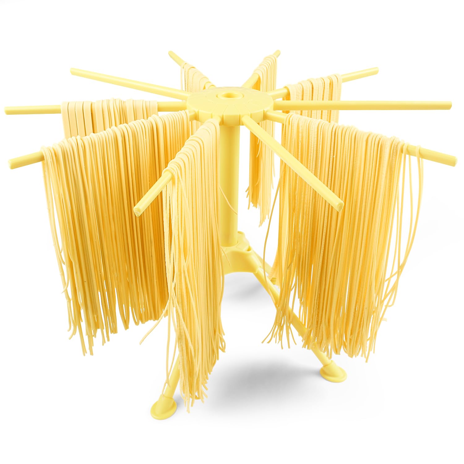 KEOUKE Collapsible Pasta Drying Rack - Foldable 10-Rod Pasta Dryer, Compact & Sturdy Design for Homemade Spaghetti Noodles, Easy Storage, Plastic