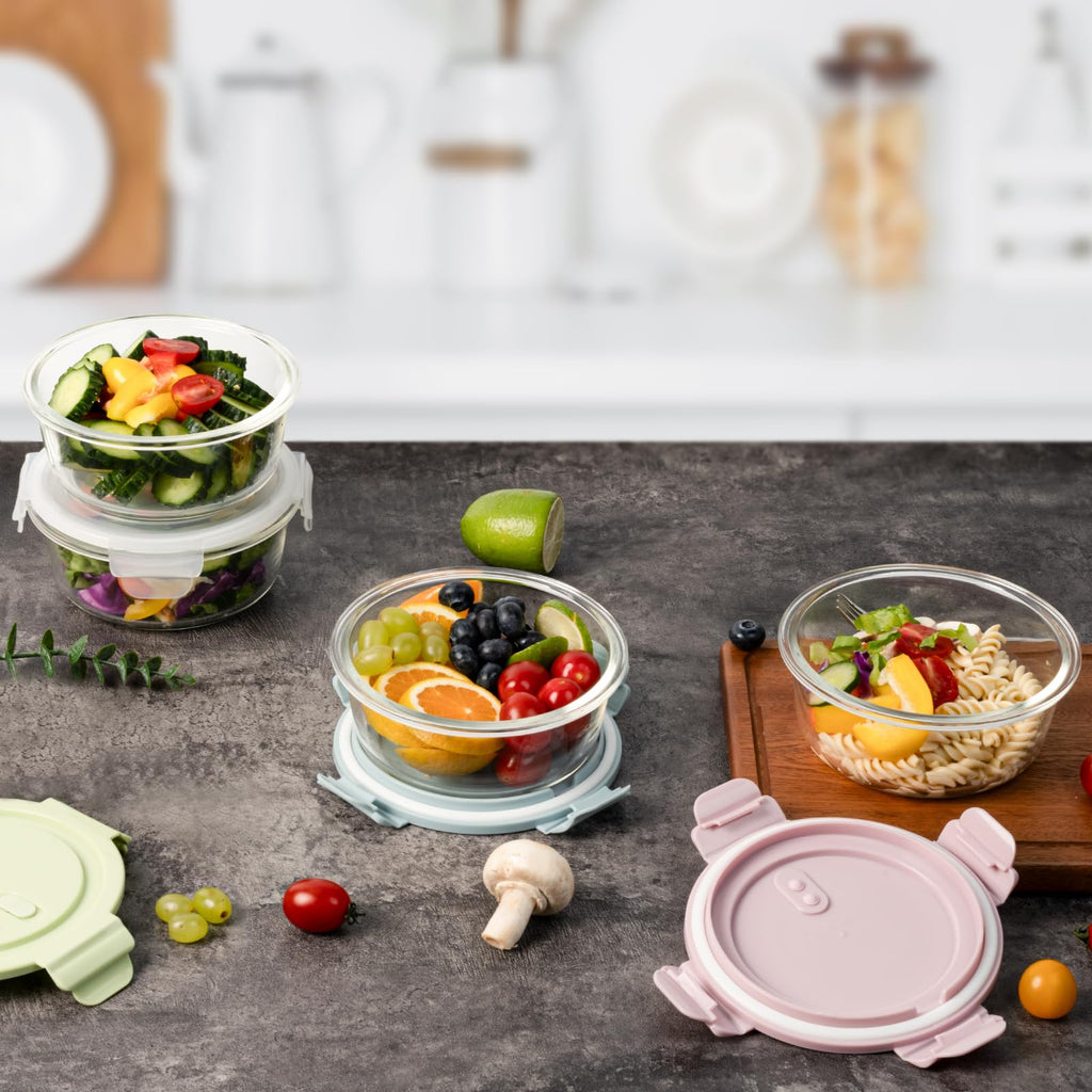 16oz Glass Meal Prep Containers, Airtight 2 Cup Glass Storage Containers with Lids, Heat-Resistant BPA-Free Borosilicate Glass Soup Container for Leftover, Microwave, Dishwasher&Freezer Safe (4 Packs)