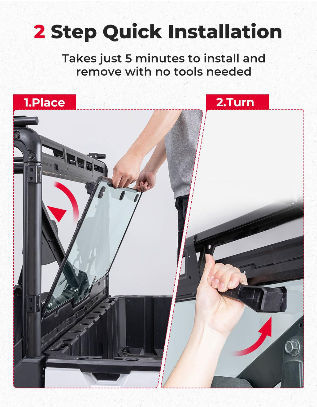KEMIMOTO Hard Coated Rear Window, Pre-installed Back Windshield Compatible with Polaris Ranger XP 1000/Crew 2017-2026, Polaris Ranger 1000/Crew 2020-2026, Ranger XP 900/Crew 2013-2019