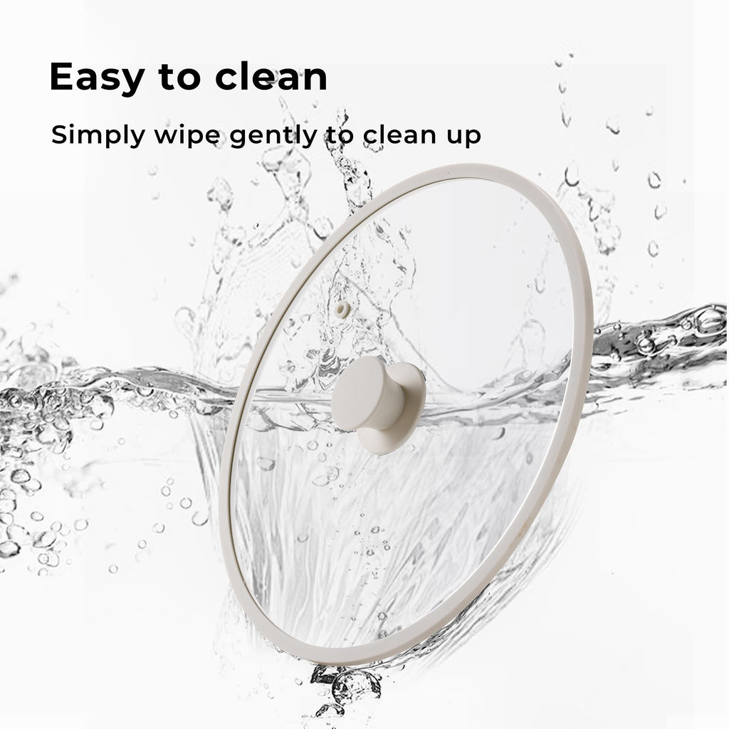 CAROTE 2 PCS Universal Silicone Lid for Pots, Pans and Skillets, Pot Lid fit 6", 7" 8" & 9.5", 10", 11" Diameter Cookware, Pan Cover With Heat Resistant Silicone Rim and Tempered Glass, White