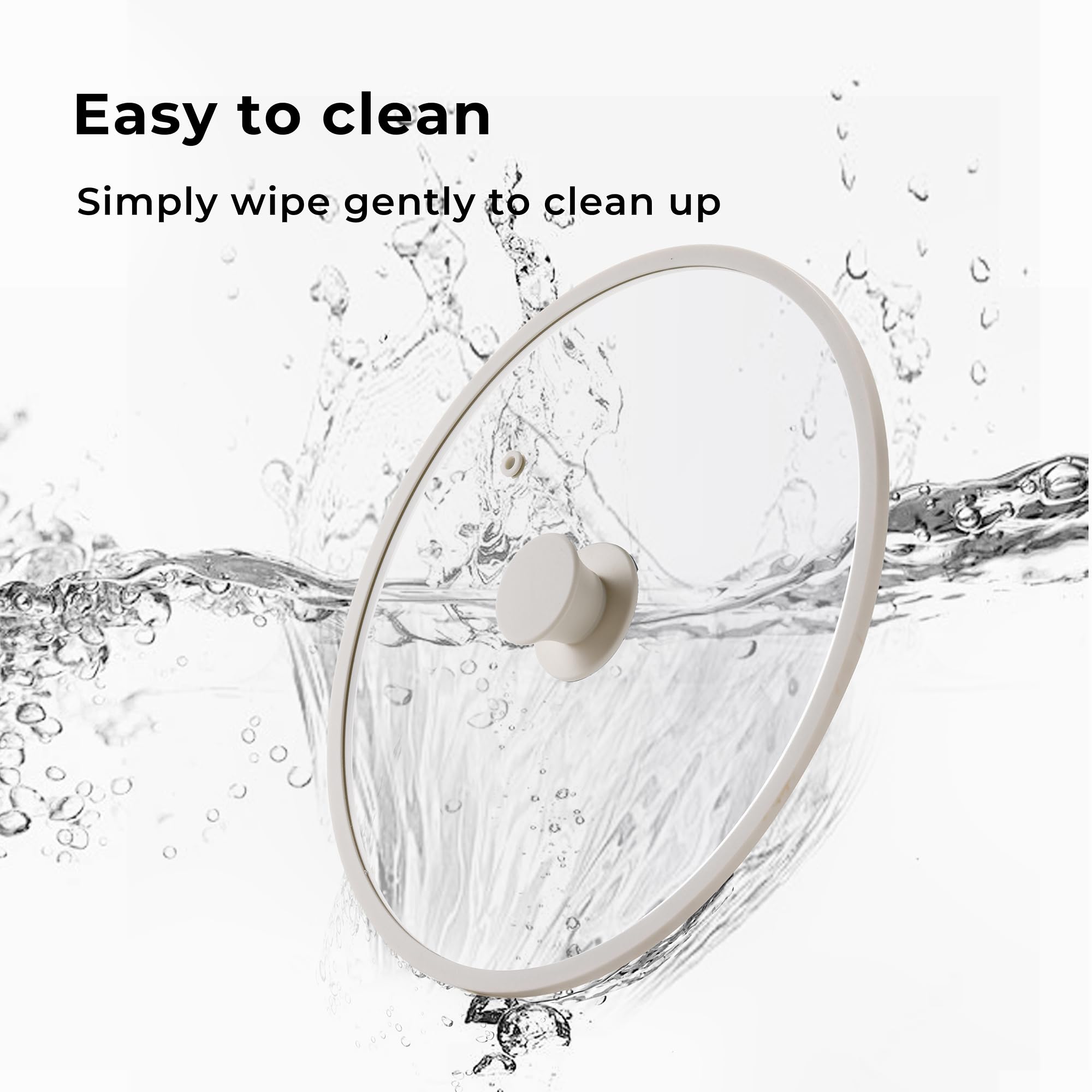 CAROTE 2 PCS Universal Silicone Lid for Pots, Pans and Skillets, Pot Lid fit 6", 7" 8" & 9.5", 10", 11" Diameter Cookware, Pan Cover With Heat Resistant Silicone Rim and Tempered Glass, White