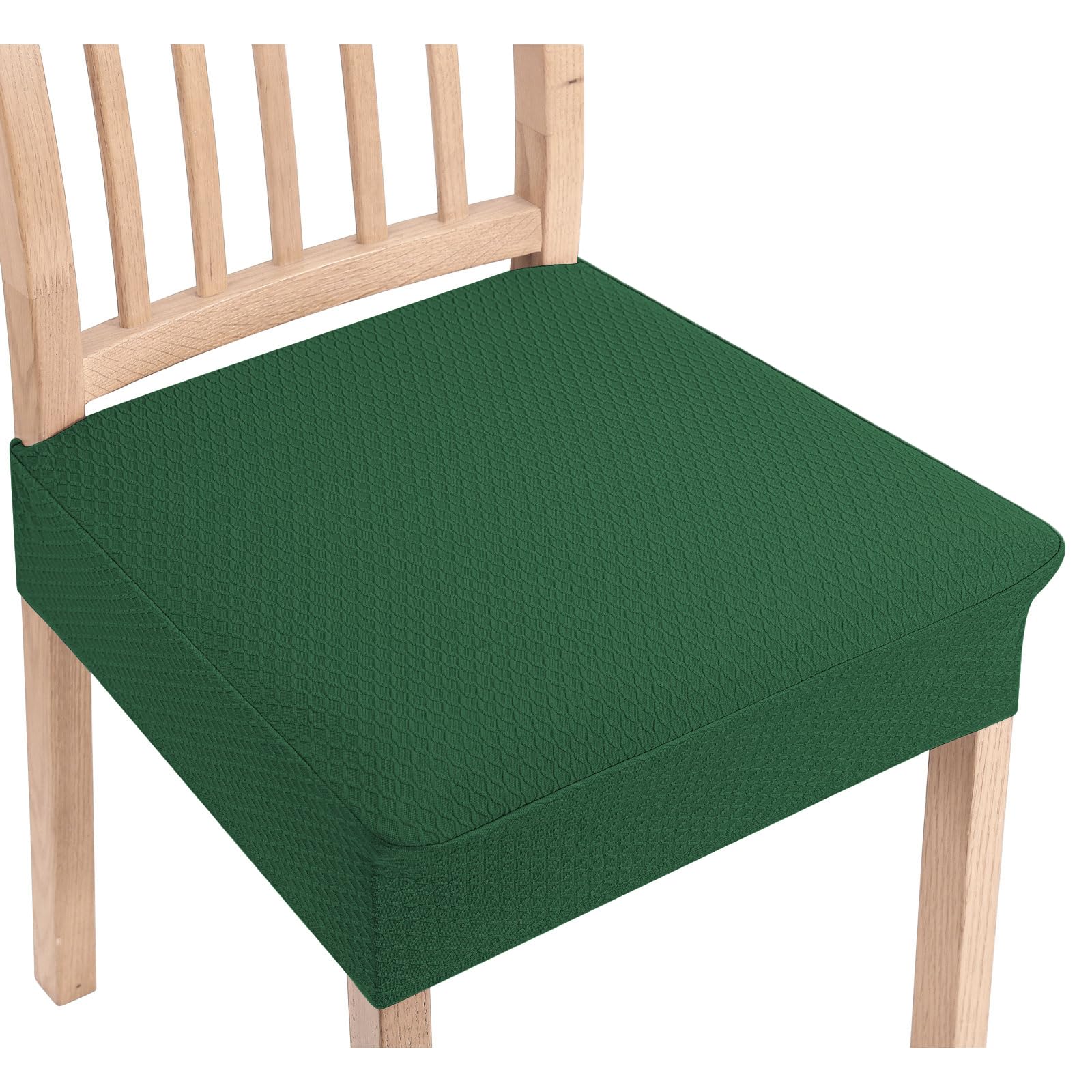 Smiry Stretch Jacquard Seat Covers for Dining Room Chairs Set of 6, Removable Washable Chair Seat Protector Slipcovers, No Rear Covers, Beige