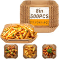 500Pcs Air Fryer Paper Liners, 8” Square Disposable Parchment Paper Liner for 5-8 QT Air Fryer, Non-Stick, Oil Proof Unbleached Airfryer for Baking, Roasting Microwave