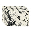 Artoid Mode Tree Crows Halloween Placemats Set of 4, 12x18 Inch Branches Fall Table Mats for Outdoor Home Party Kitchen Dining Decoration