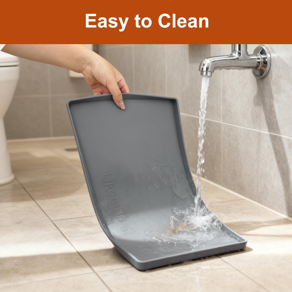 Extra Thick Silicone Mat Waterproof with Raised Edge 34" x 22", Under Sink Mat for Kitchen & Bathroom, Kitchen Cabinet Liner, Multi-Purpose for Storage & Protection, Gray