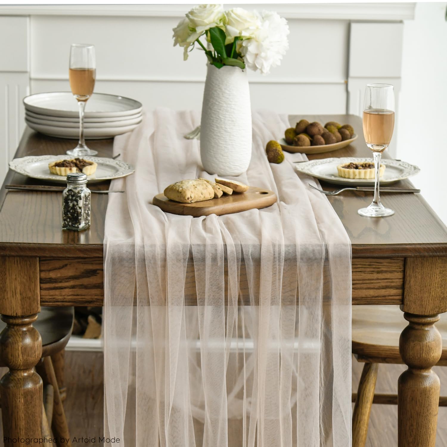 Artoid Mode Red Gauze Table Runner 120 Inch 10FT, Seasonal Sheer Kitchen Dining Holiday Wedding Birthday Baby Shower Table Decor for Home Party