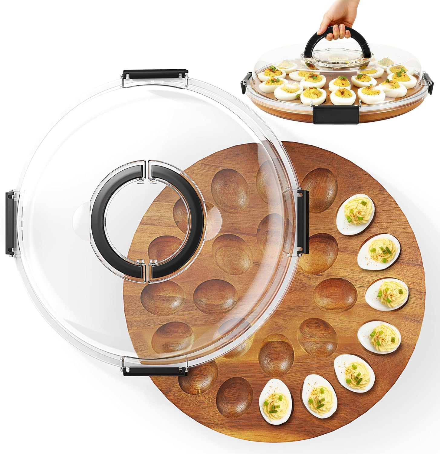 Deviled Egg Containers with Lid, Black