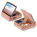 KDD Tablet Pillow Stand with Storage, Foldable iPad Holder for Bed, Lap and Desk, Angle Adjustable Soft Pad Dock with Stylus Mount Compatible with Ipad Pro 12.9, 10.5, 11, Air, Mini, Phones, Books