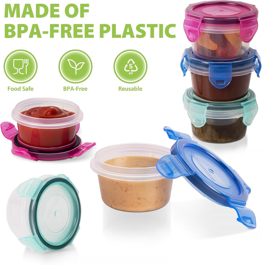 Freshmage [6 Pack 2.4oz Stainless Steel Dressing Container with Silicone Lids and [6 Pack] 2.7 oz Small Condiment Containers