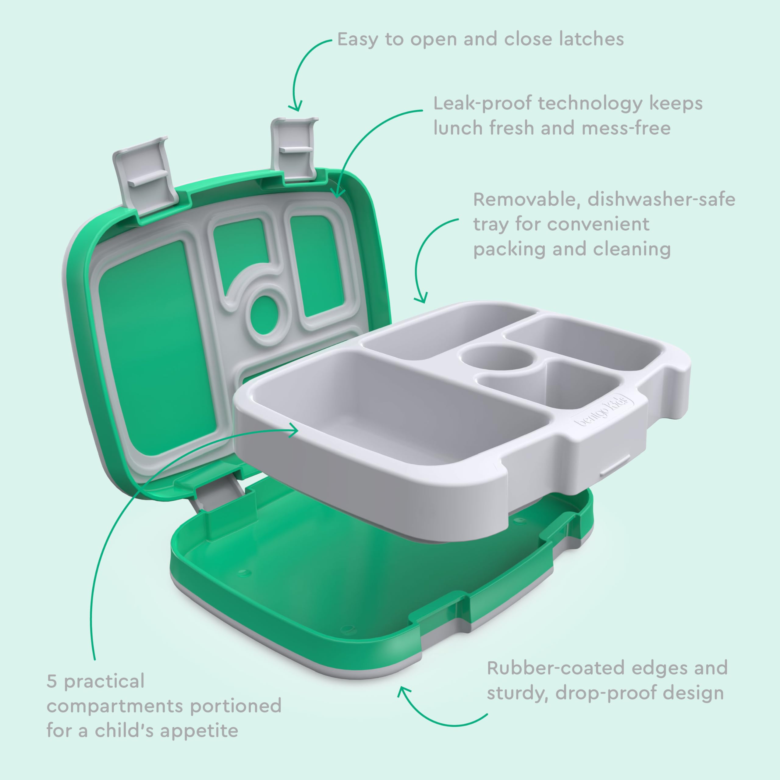 Bentgo Kids Prints Leak-Proof, 5-Compartment Bento-Style Kids Lunch Box - Ideal Portion Sizes for Ages 3-7, Durable, Drop-Proof, Dishwasher Safe, & PFAS & BPA-Free Materials (Unicorn)