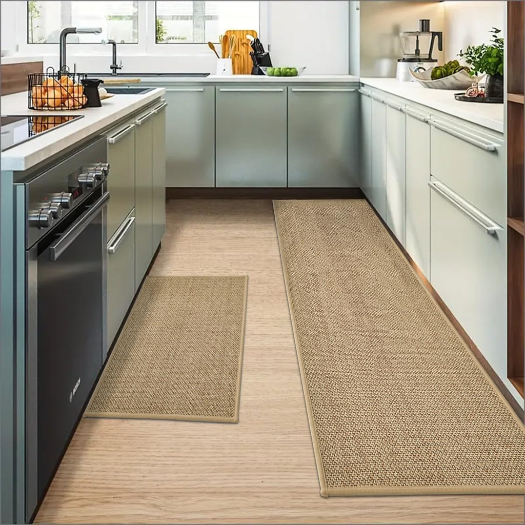 Artoid Mode Washable Non Slip Kitchen Rugs and Mats Set of 2, Rubber Backing Absorbent Kitchen Mats for Floor Front of Sink - 17x29 and 17x47 Inch
