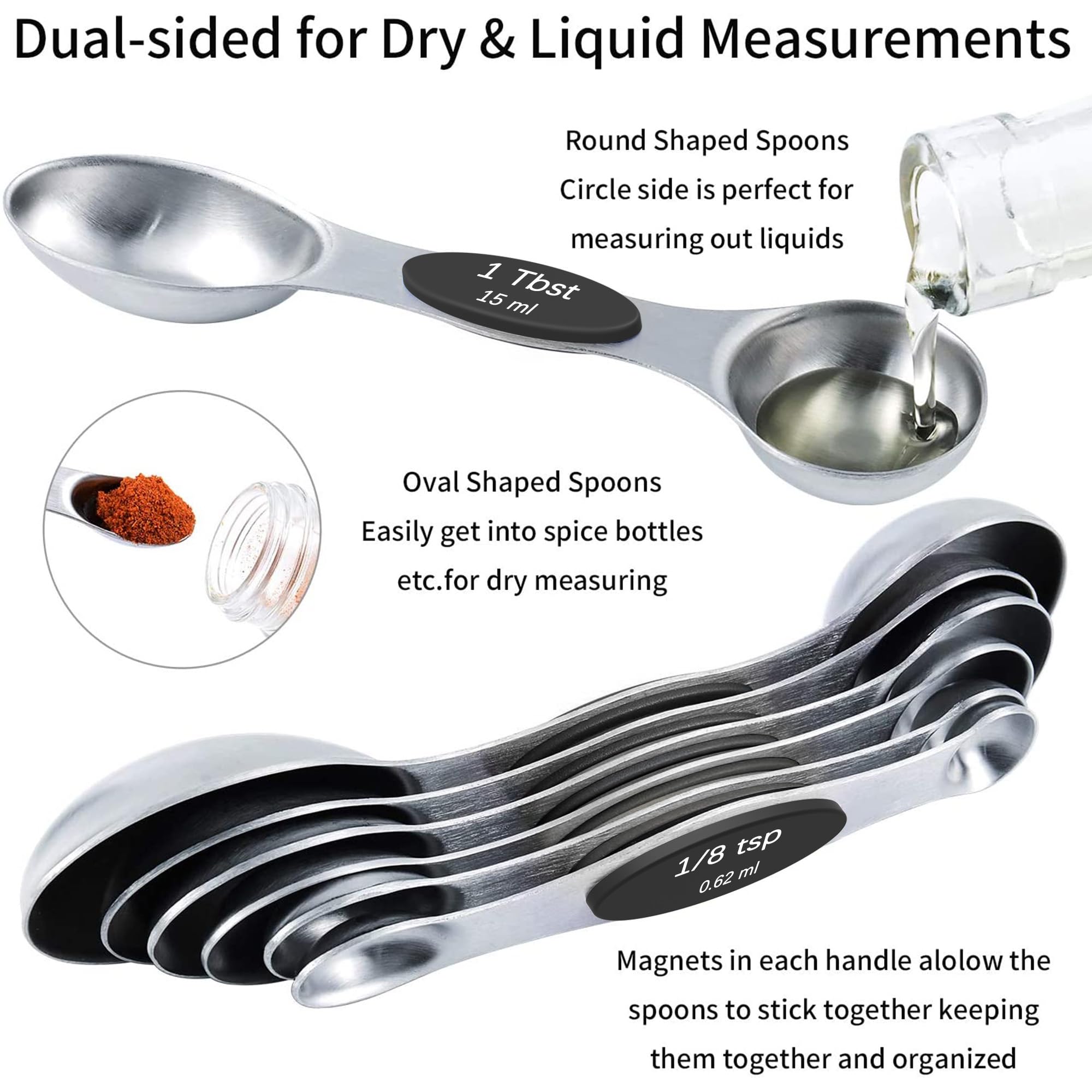 TILUCK Measuring Cups and Spoons Set, Stainless Steel, Kitchen Utensils for Cooking and Baking (10)