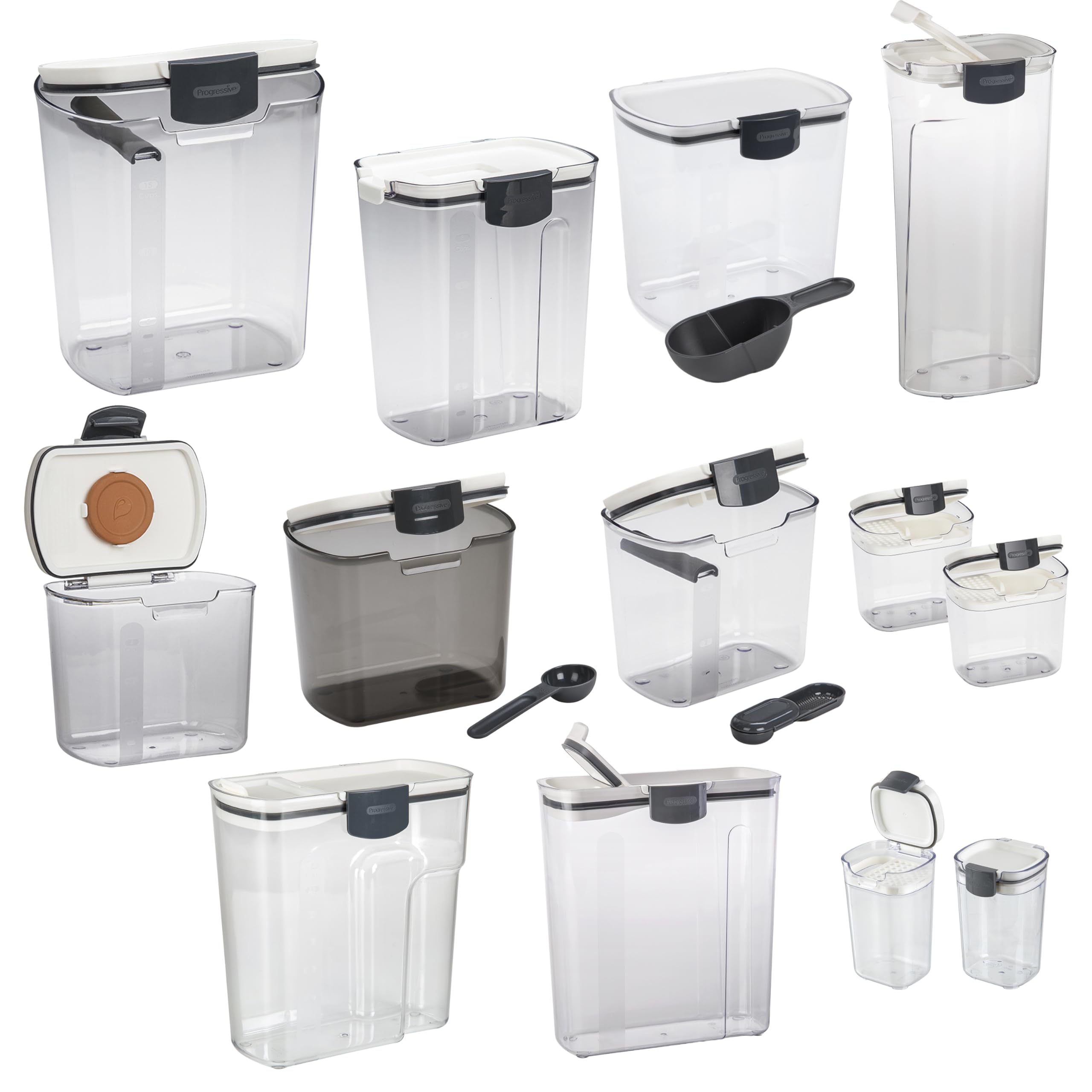 Progressive ProKeeper Baker's Airtight Kitchen Storage Canister Container Set for Flour, Sugar & More, Keeps Ingredients Fresh, with Accessories (Multicolor, 6- Piece)