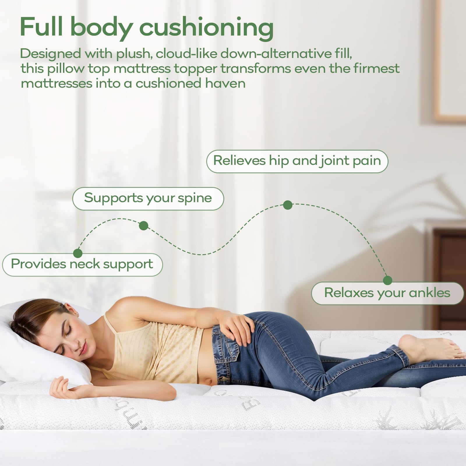 OLANLY Queen Mattress Topper – Viscose Made from Bamboo, Cooling Soft Queen Pillow Top Mattress Pad for Back Pain Relief, Plush Down Alternative Fill Bed Topper with Elastic Deep Pocket, Dark Gray