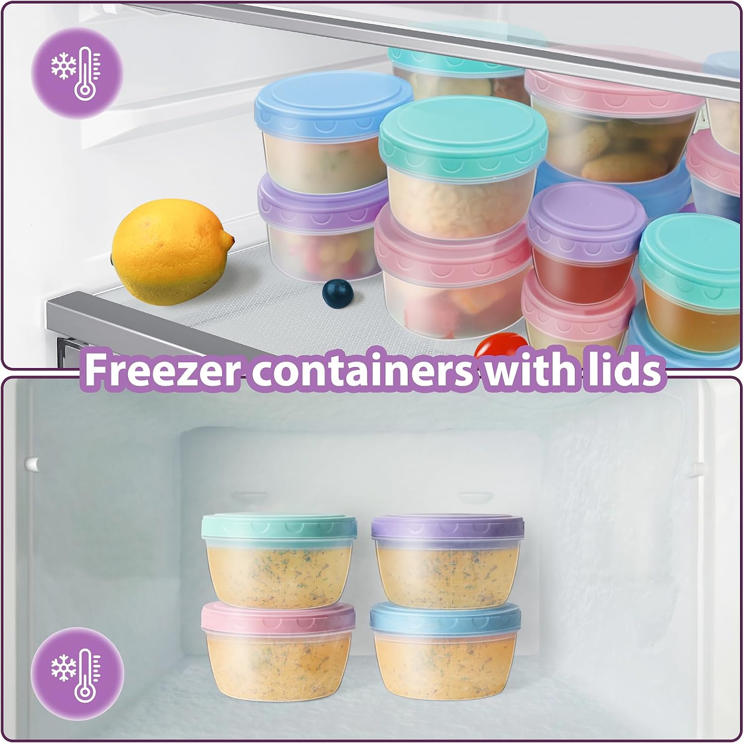 32 PCS Freezer Storage Containers with Lids, 16 Containers & 16 Lids Reusable BPA Free Plastic Soup Jars, Leakproof Salad Dressing Container to Go, Dishwasher & Microwave Safe Small Bowl Set