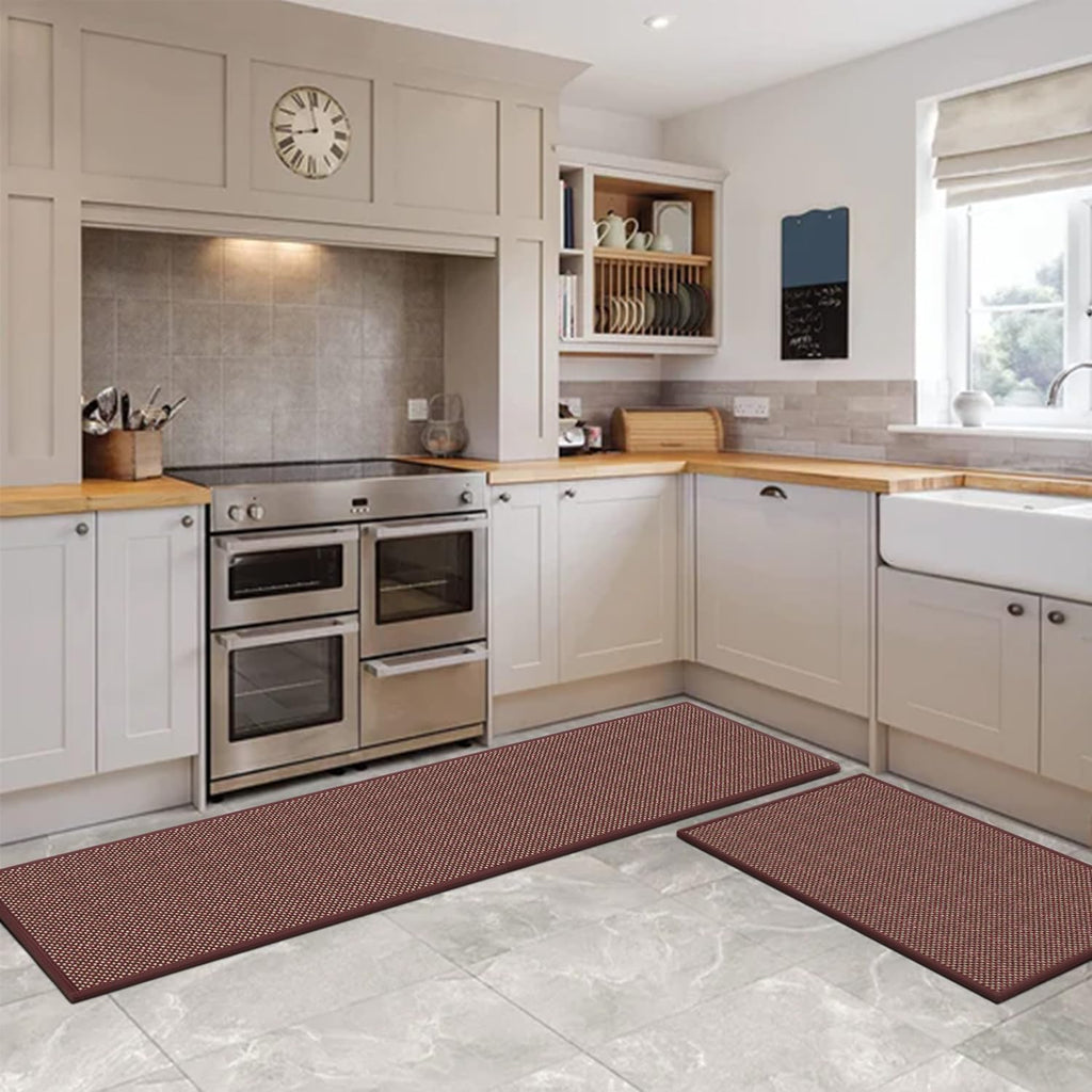Artoid Mode Washable Non Slip Kitchen Rugs and Mats Set of 2, Rubber Backing Absorbent Kitchen Mats for Floor Front of Sink - 17x29 and 17x47 Inch