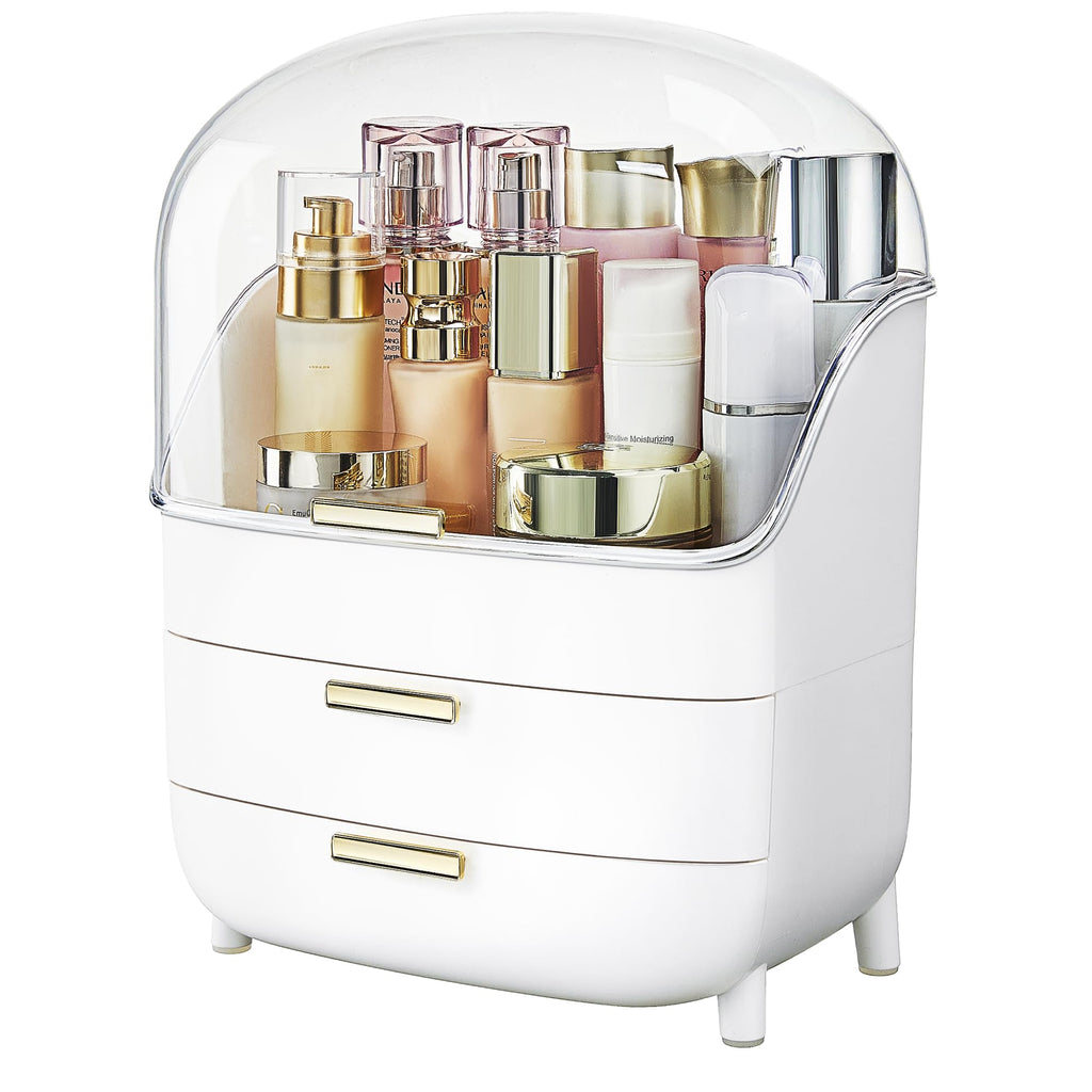Vtopmart 3-Tier Skincare Makeup Organizer with Drawers for Vanity and Bathroom Countertop, Large Cosmetic Storage Box Case for Dresser, with Non-Slip Base