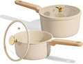 CAROTE 1.6Qt & 3.0Qt Sauce Pan Sets with Lid Ceramic Nonstick Pot Set Non Toxic Saucepan with Stay-cool Handle Small Kitchen Cooking Pots, Easy to Clean, Induction Comptable, PFOA FREE