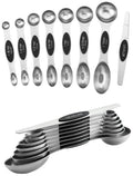 Spring Chef Stainless Steel Magnetic Measuring Spoons Set with Strong N45 Magnets, Heavy Duty Metal Kitchen Gadgets for Baking & Cooking, Fits in Most Kitchen Spice Jars, Set of 8 with Leveler, Black