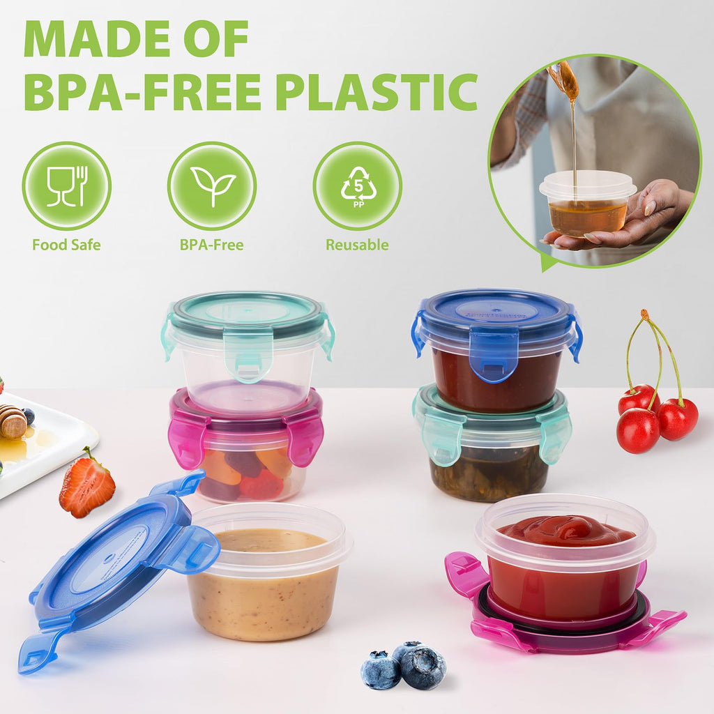 Freshmage Salad Dressing Container to Go, [6 Pack] 2.7 oz Small Condiment Containers with Leakproof Lids for On-the-Go Meals, Reusable Sauce Containers BPA-Free