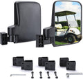 KEMIMOTO No Drilling Golf Cart Side Mirrors, Universal Rear View Mirror for 0.75"-1.25" Square Rail, Folding Design Compatible with EZGO, Club Car, Drive2, ICON, Black