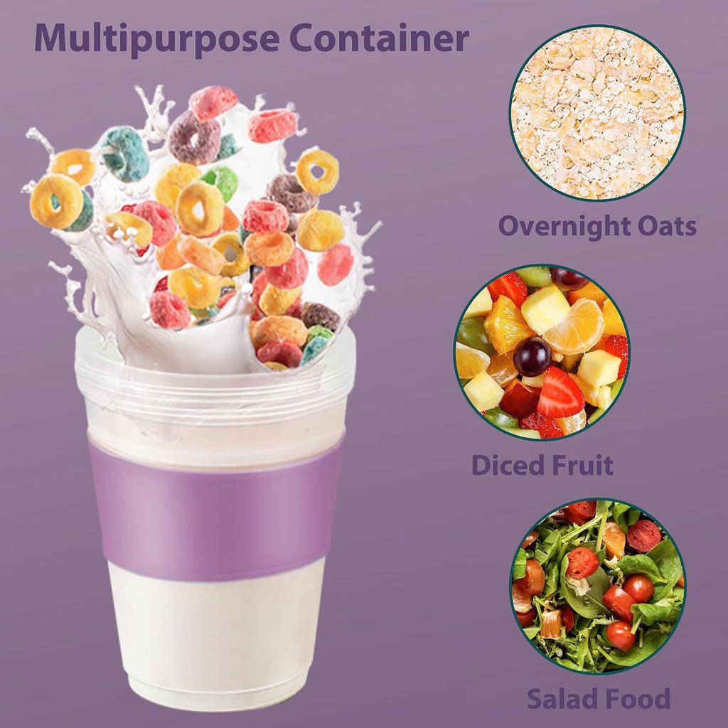 Freshmage Salad Lunch Container and 4 Pack 20 oz Yogurt Parfait Cups with Lids