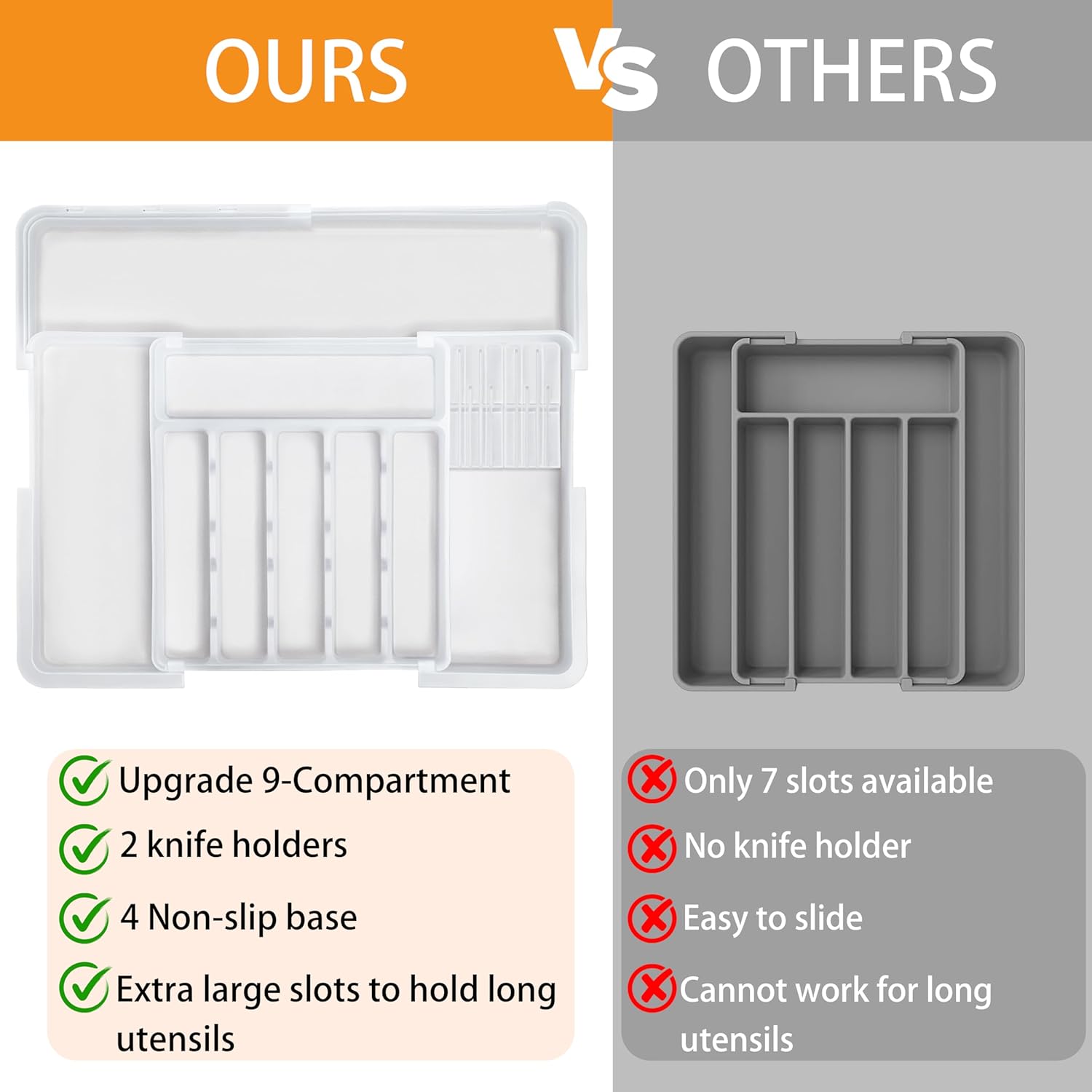 Homecor Large Silverware Drawer Organizer+ 2 Pack Water Bottle Organizer for 40 oz