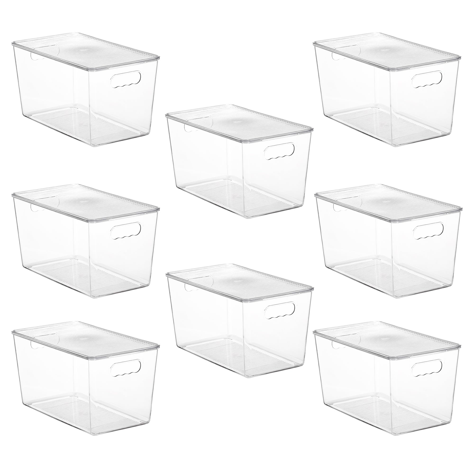 Vtopmart 6 Pack Clear Stackable Storage Bins with Lids, Large Plastic Containers with Handle for Pantry Organizer and Storage,Perfect for Bathroom,Cabinet,Kitchen,Fridge,Closet Organization
