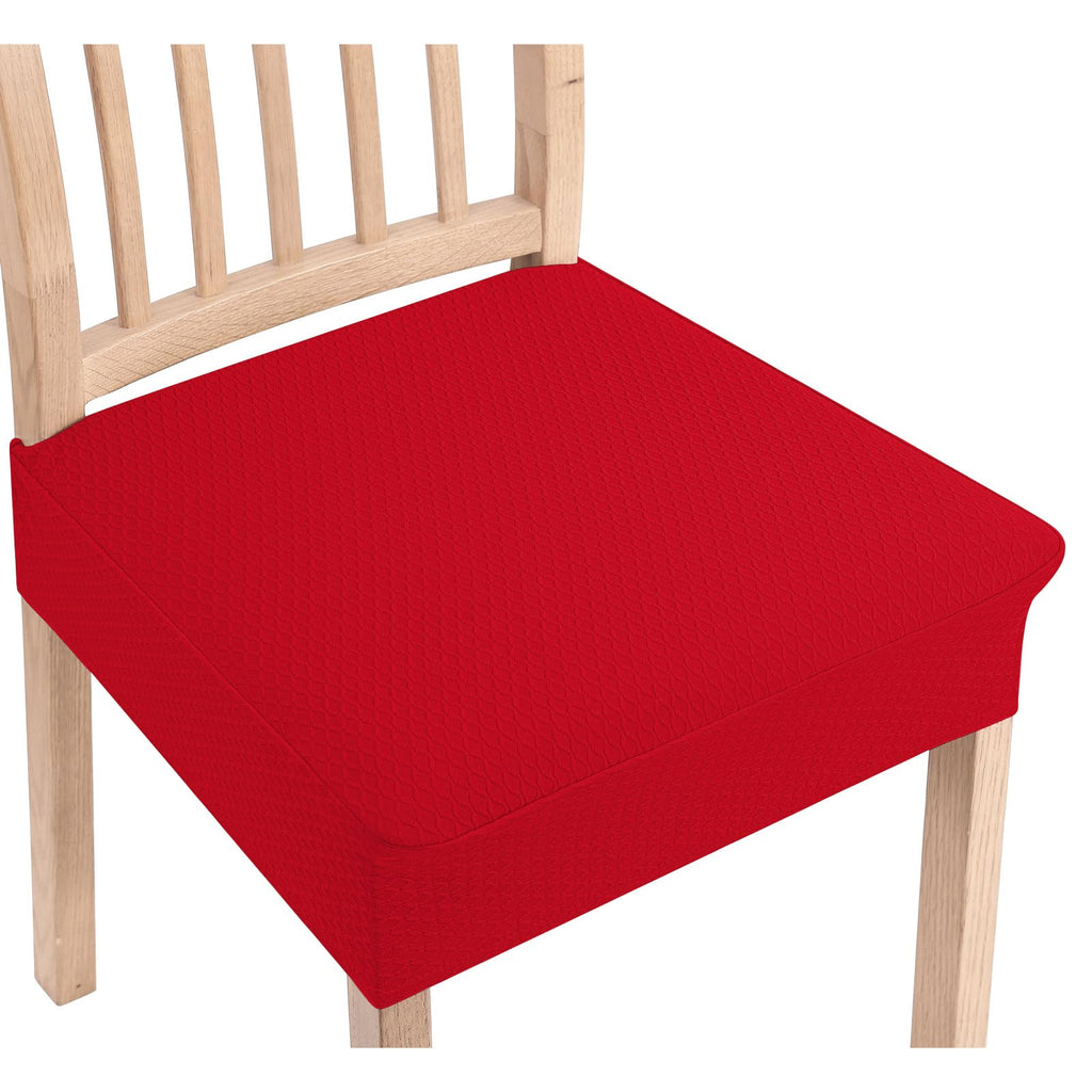 Smiry Stretch Jacquard Seat Covers for Dining Room Chairs Set of 6, Removable Washable Chair Seat Protector Slipcovers, No Rear Covers, Beige