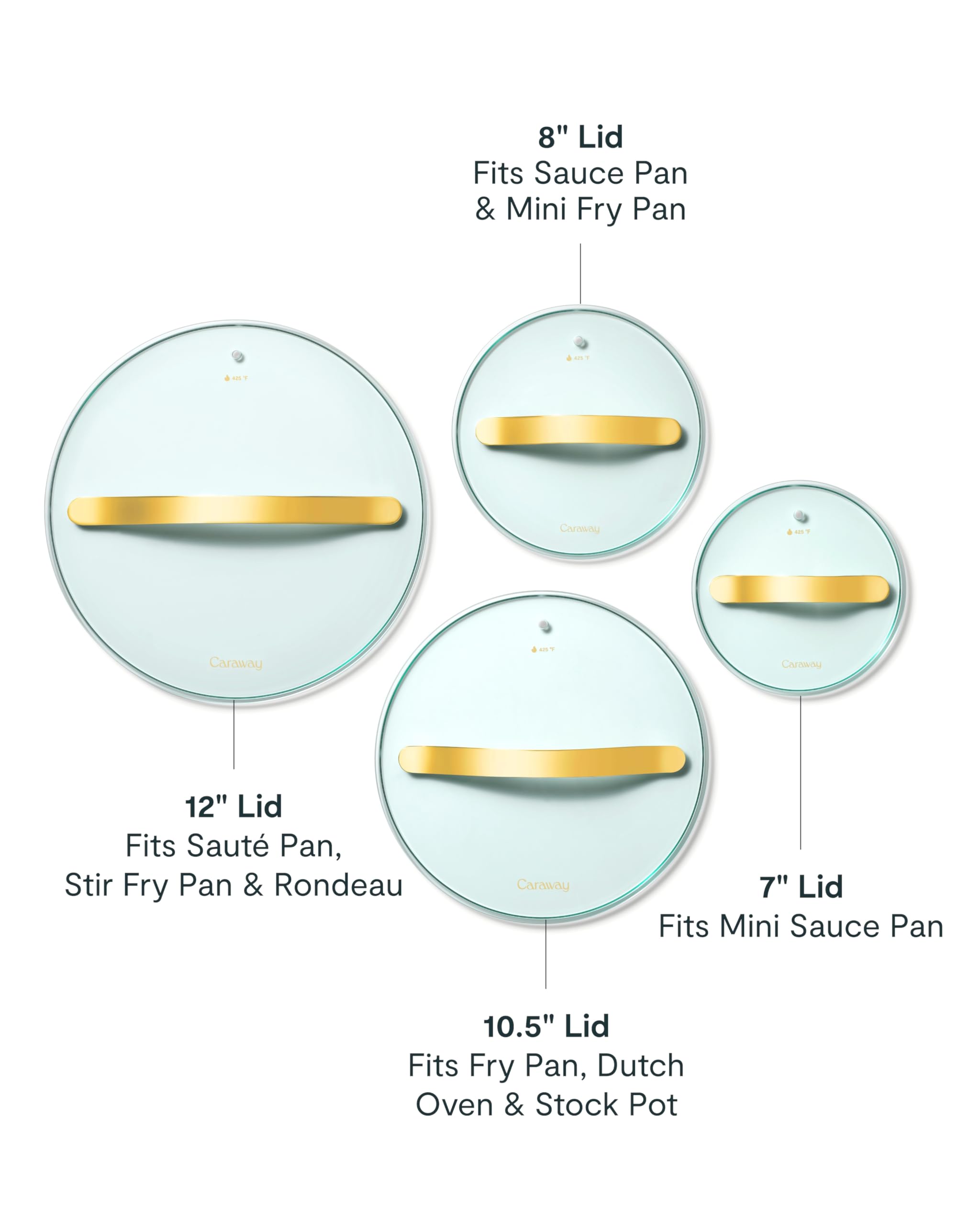 Caraway 10.5" Glass Lid for Pots and Pans - Made With Tempered Glass - Sized to Fit Caraway Ceramic-Coated & Stainless Steel Cookware
