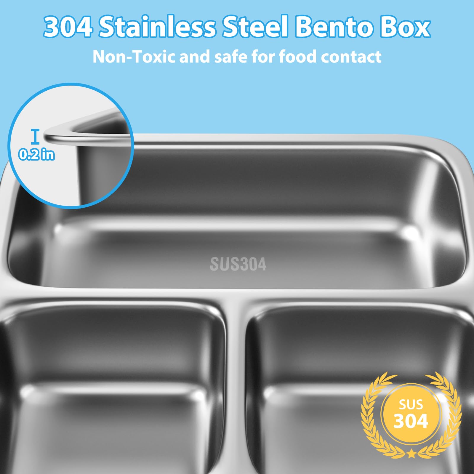 Freshmage Stainless Steel Double-Layer Bento Box Container with 3 Compartments, Large Capacity Leakproof and BPA Free Bento Lunch Box, Durable,Drop-Proof, Dishwasher Safe, Pink