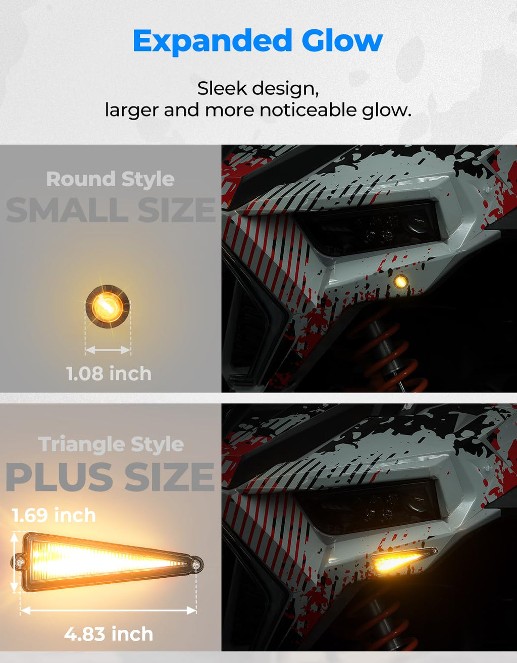 KEMIMOTO UTV Turn Signal Kit with 110D Horn, Pre-Wired, Plug and Play UTV ATV Blinker with Rocker Switch, Triangle Universal Street Legal Turn Signals Compatible with Polaris, Can-Am, Teryx, CFMOTO