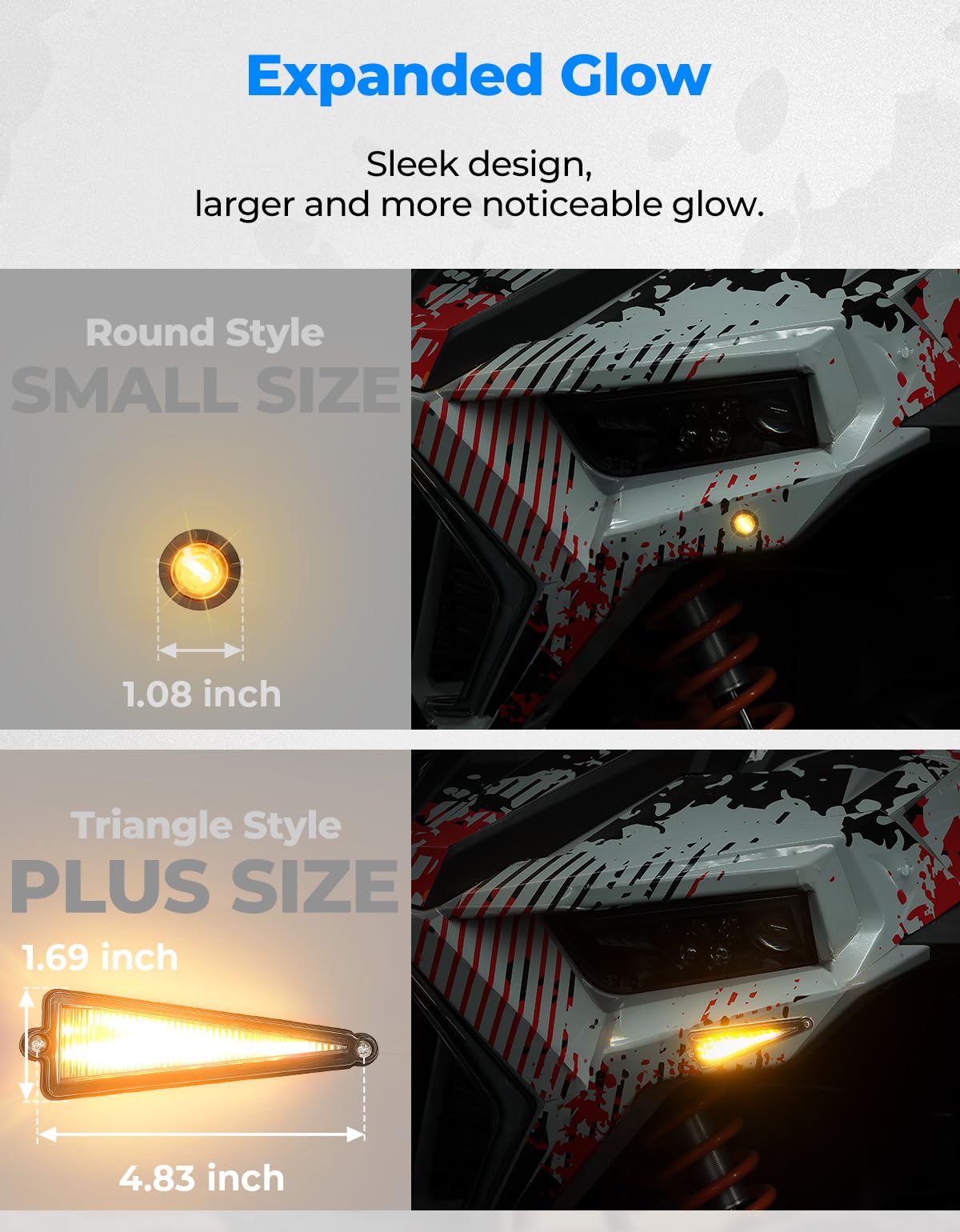 KEMIMOTO UTV Turn Signal Kit with 110D Horn, Pre-Wired, Plug and Play UTV ATV Blinker with Rocker Switch, Triangle Universal Street Legal Turn Signals Compatible with Polaris, Can-Am, Teryx, CFMOTO