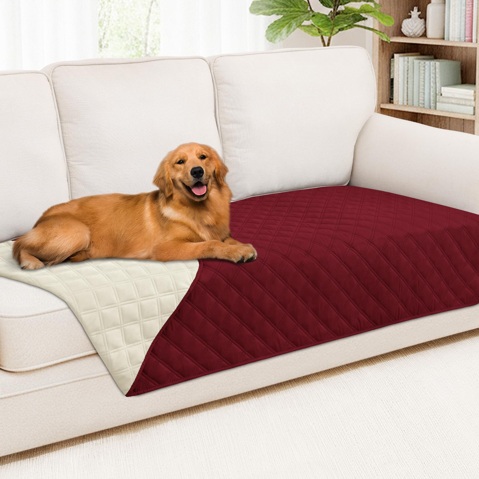 Smiry Waterproof Couch Covers for Dogs Washable, Reversible Pet Couch Covers for 3 Cushion Sofa Pet Friendly, Soft Sofa Furniture Protector for Dogs Cat Kids, Checkered (30"x70", Grey/Dark Grey)
