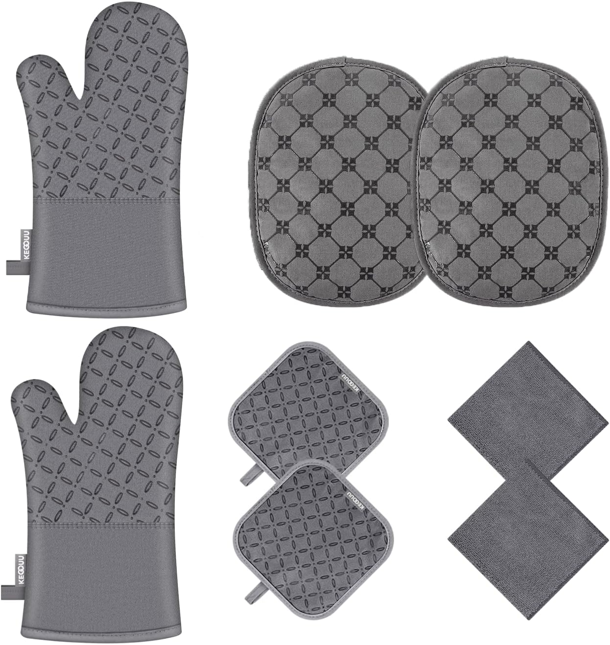 Oven Mitts and Pot Holders with Kitchen Dish Towels