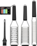 Cambom Lemon Zester Grater Three-piece Suit - Heavy Duty Kitchen Tool for Parmesan Cheese, Ginger, Garlic, Nutmeg, Chocolate, Vegetables，Fruits，Stainless Steel Grater Dishwasher Safe Black