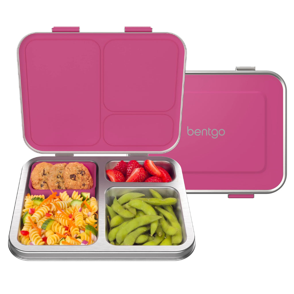 Bentgo Kids Stainless Steel Leak-Resistant Lunch Box - 3-Compartments with Bonus Silicone Container, Durable, Eco-Friendly, Dishwasher Safe, BPA-Free, Ideal for School, Ages 3+ (Blue)