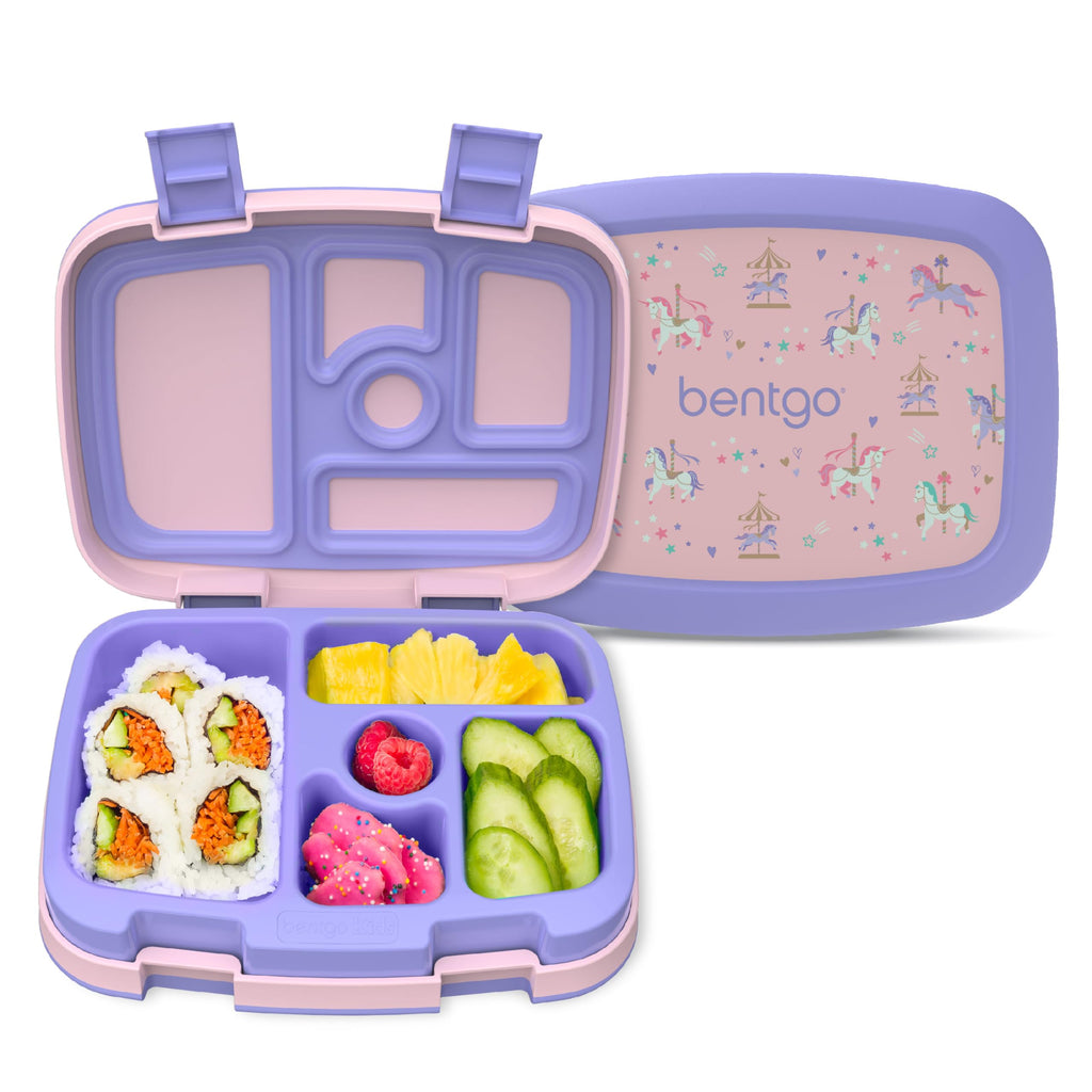 Bentgo Kids Prints Leak-Proof, 5-Compartment Bento-Style Kids Lunch Box - Ideal Portion Sizes for Ages 3-7, Durable, Drop-Proof, Dishwasher Safe, & PFAS & BPA-Free Materials (Unicorn)