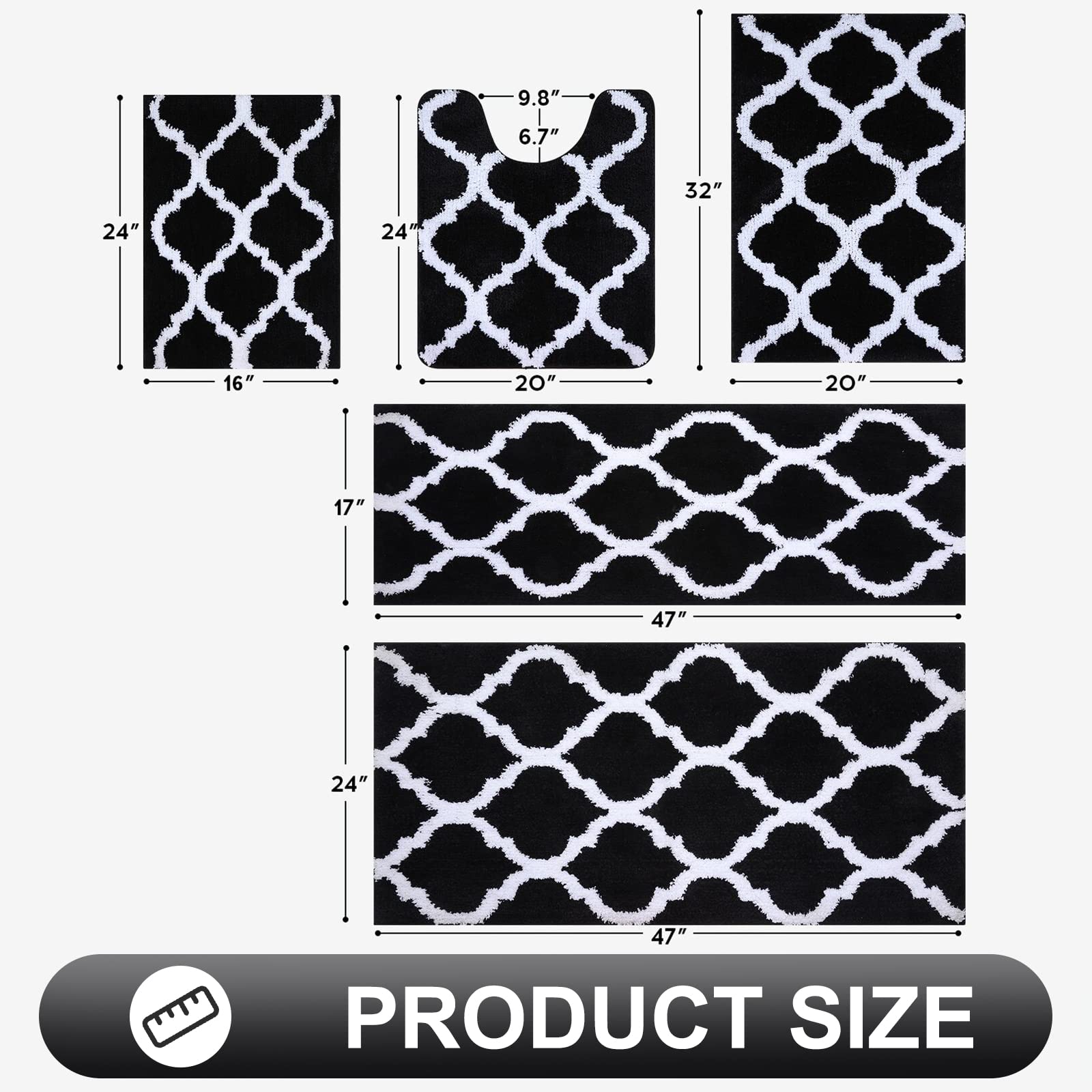 OLANLY Bathroom Rugs 24x16, Soft and Absorbent Microfiber Bath Rugs, Non-Slip Shaggy Shower Carpet, Machine Wash Dry, Bath Mats for Bathroom Floor, Tub and Shower, Grey