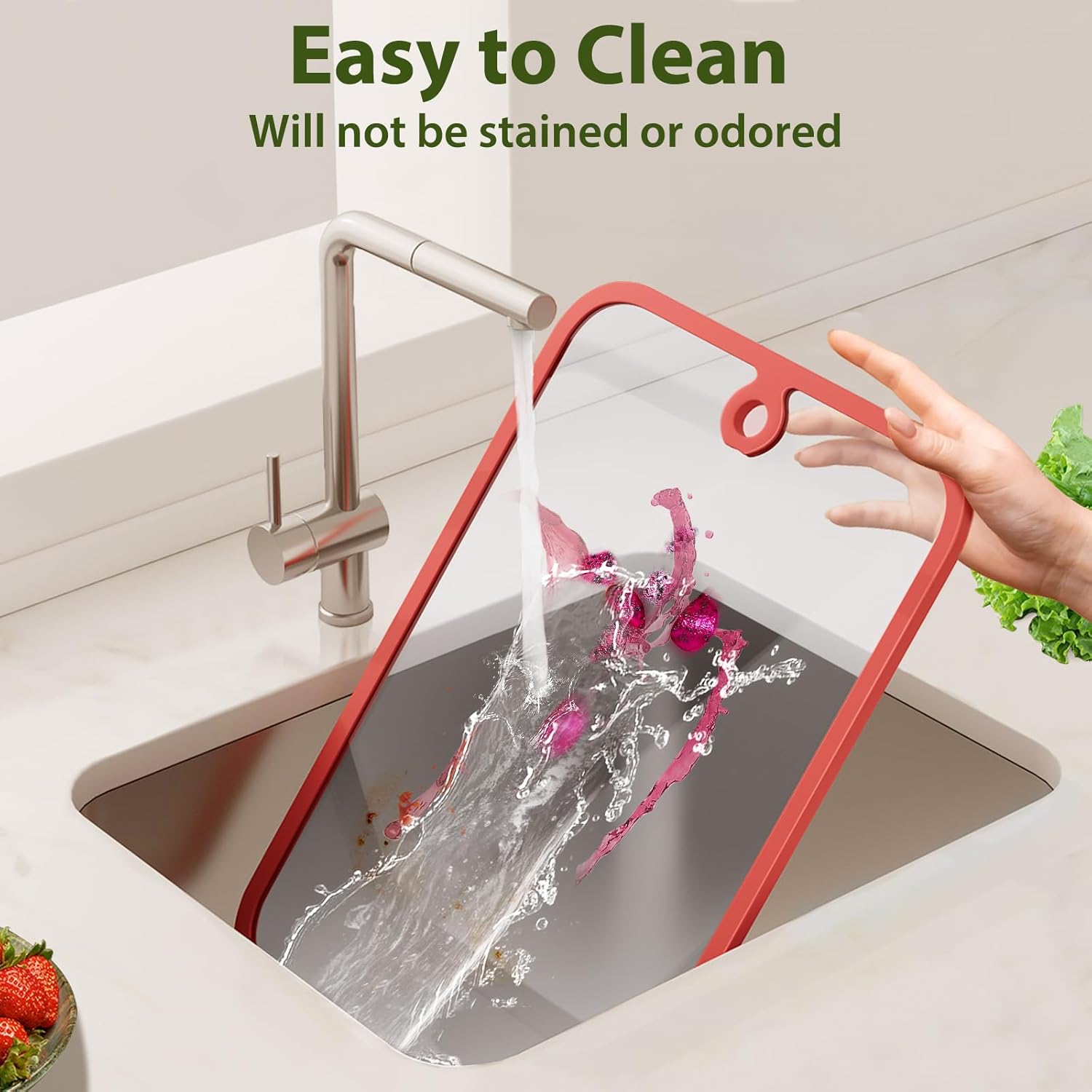 Cutting Board, Freshmage Glass Cutting Boards for Kitchen, 2Pcs Chopping Board Set with Non-Slip Edges & Hanging Hole, Dishwasher- Safe Clear Cutting Board for Countertop, Meal Prep & Serving
