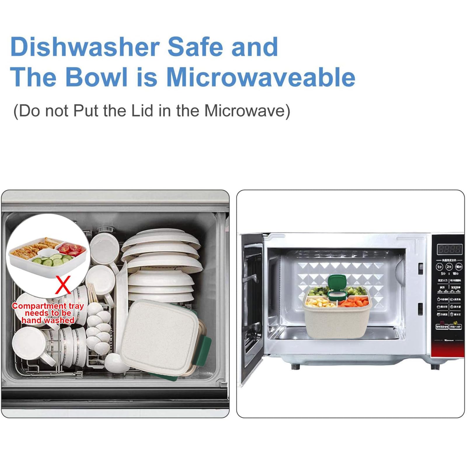 Freshmage Salad Lunch Container To Go, 52-oz Salad Bowls with 3 Compartments, Salad Dressings Container for Salad Toppings, Snacks, Men, Women (Blue)