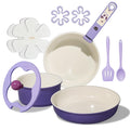 CAROTE Ceramic Pots and Pans Set Non Stick, Nonstick Kitchen Cookware Sets with Lid, Detachable Handle Sauté Pan Set, Non Toxic Frying Pan, Oven Safe, Induction Ready, Cream White