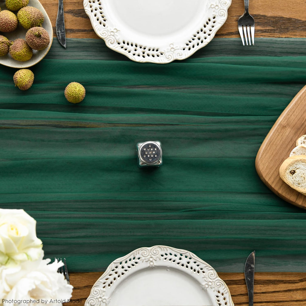 Artoid Mode Red Gauze Table Runner 120 Inch 10FT, Seasonal Sheer Kitchen Dining Holiday Wedding Birthday Baby Shower Table Decor for Home Party