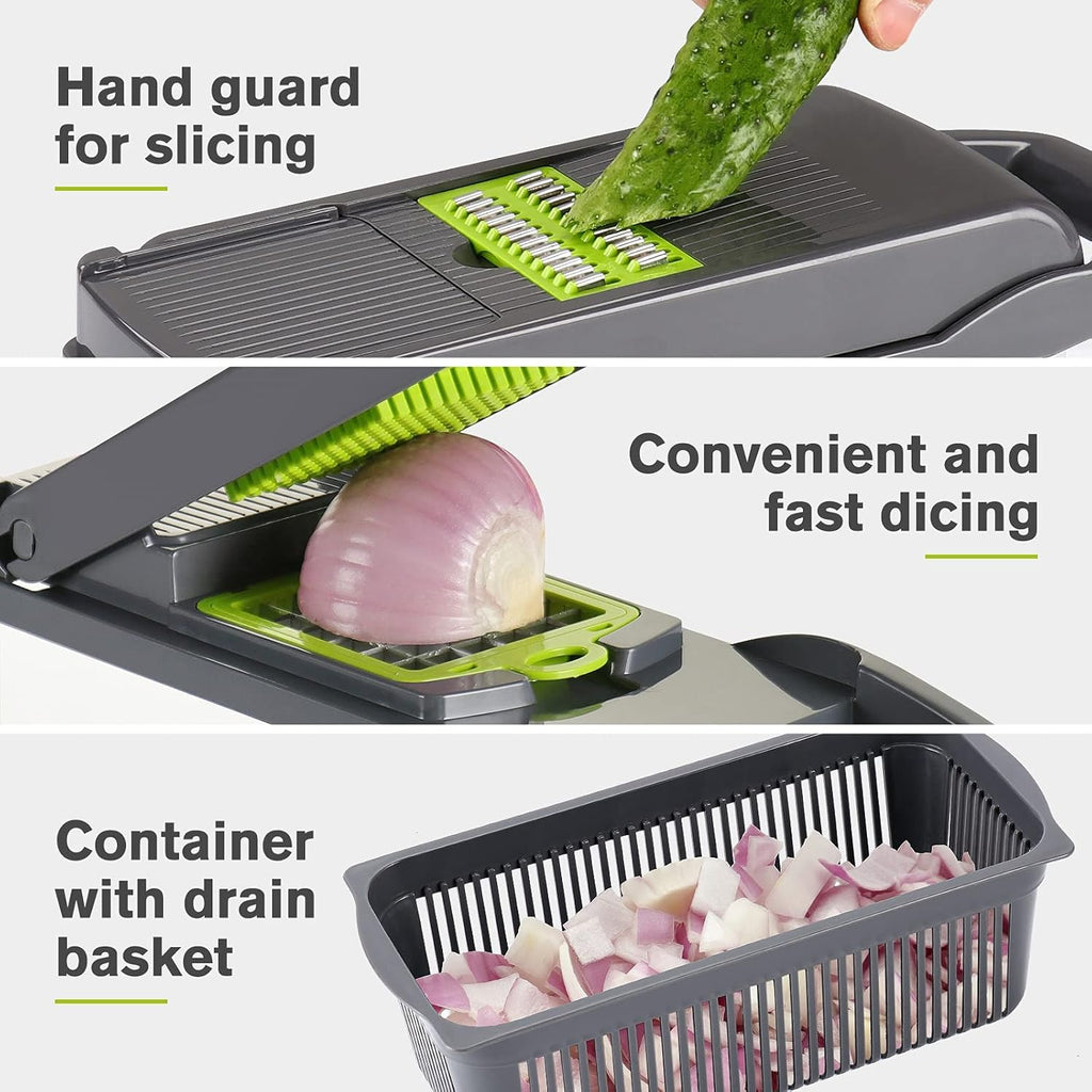 KEOUKE Vegetable Chopper Slicer + Bacon Grease Container