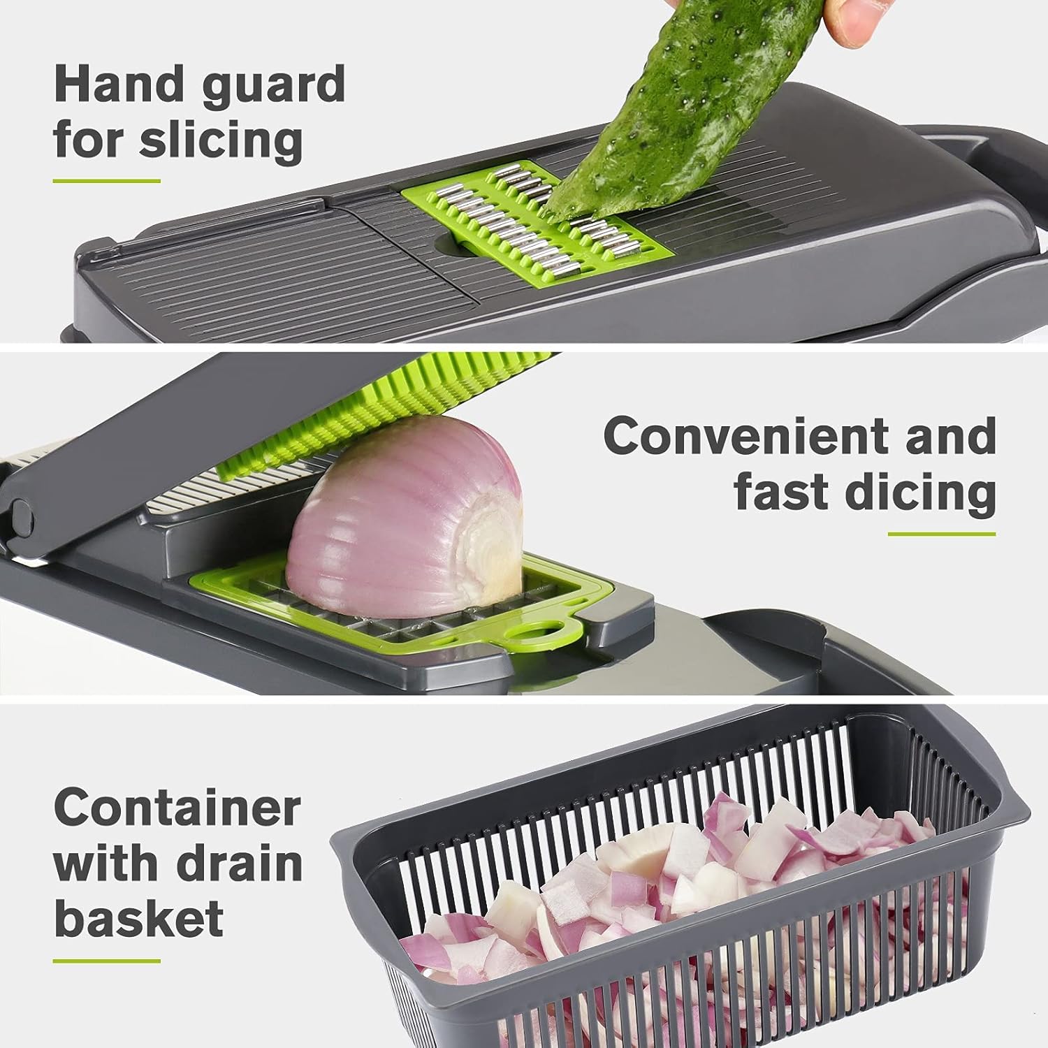 KEOUKE Vegetable Chopper Slicer + Bacon Grease Container