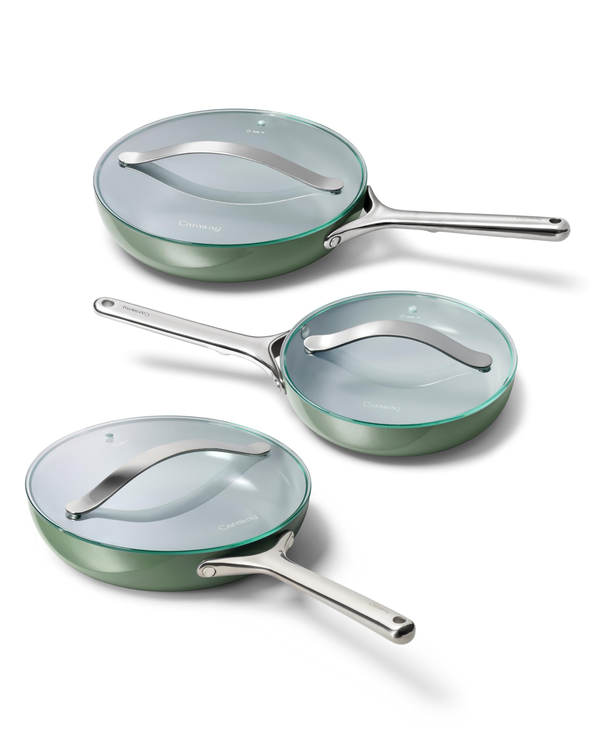 Caraway Nonstick Ceramic Frying Pan With Glass Lid (2.7 qt, 10.5") - Non Toxic, PTFE & PFOA Free - Oven Safe & Compatible with All Stovetops (Gas, Electric & Induction) - Cream